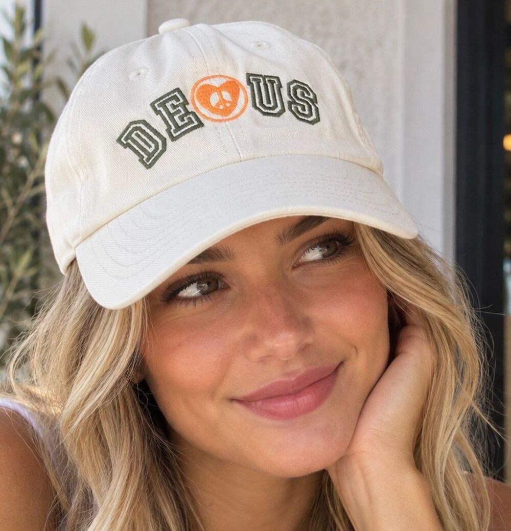 Deus Ex Machina Active Dad Cap Vintage White Cream Embroidered Trucker Hat